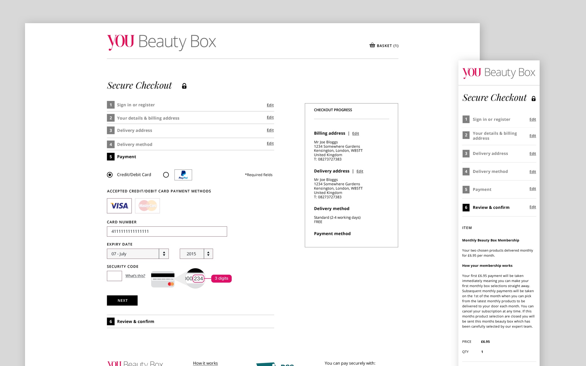 Beauty box checkout